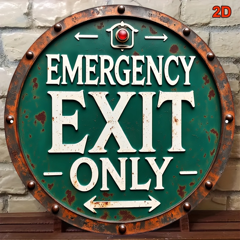 2D Industrial Retro Metal Emer - Emergency Exit Sign ulasan dan harga