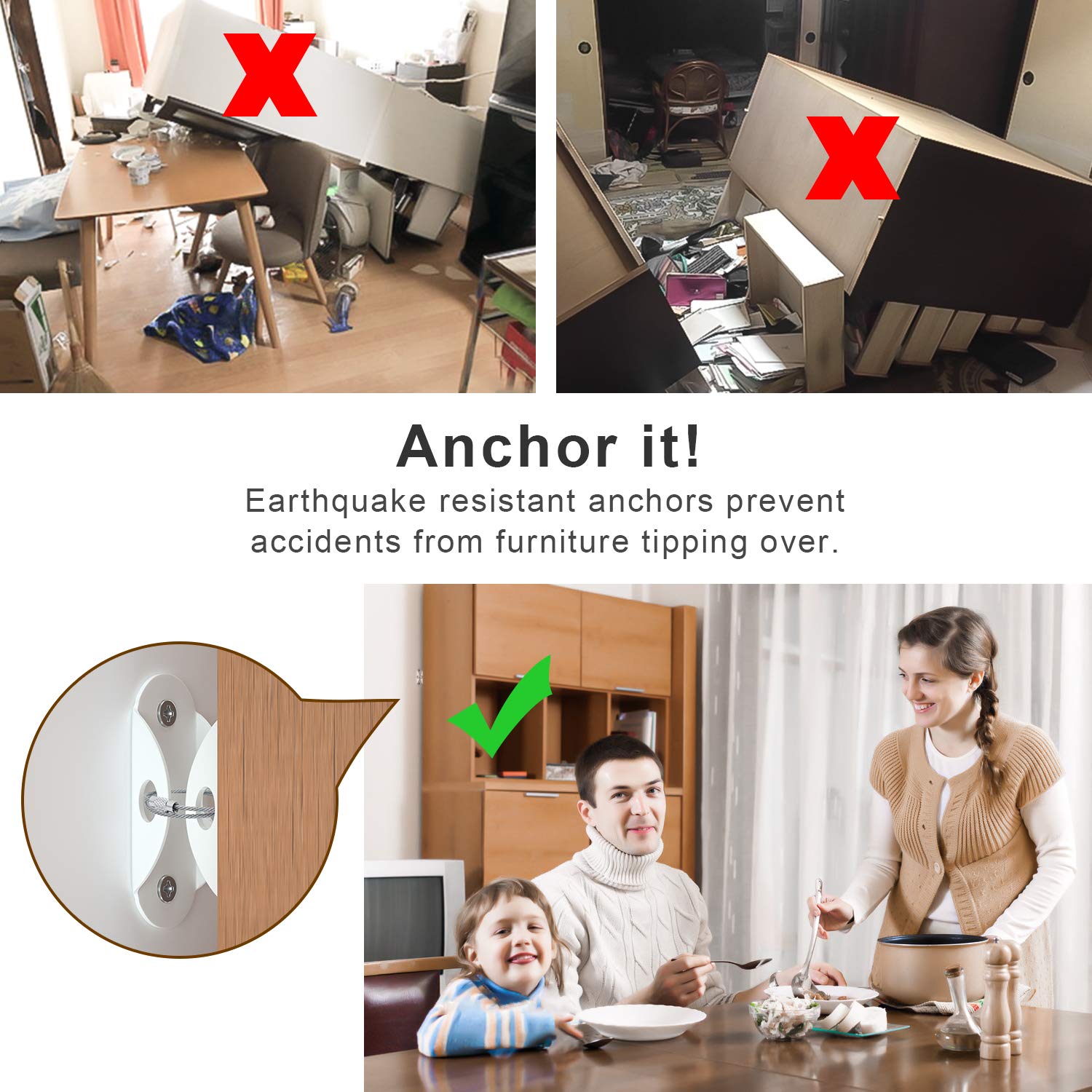 6 Set Furniture Wall Anchors A - Earthquake Anchor Strap ulasan dan harga