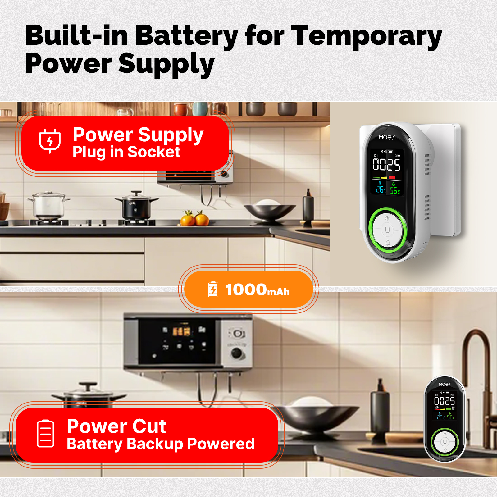 MOES CO Smoke Gas Detector Ala - Co Detector Plug ulasan dan harga
