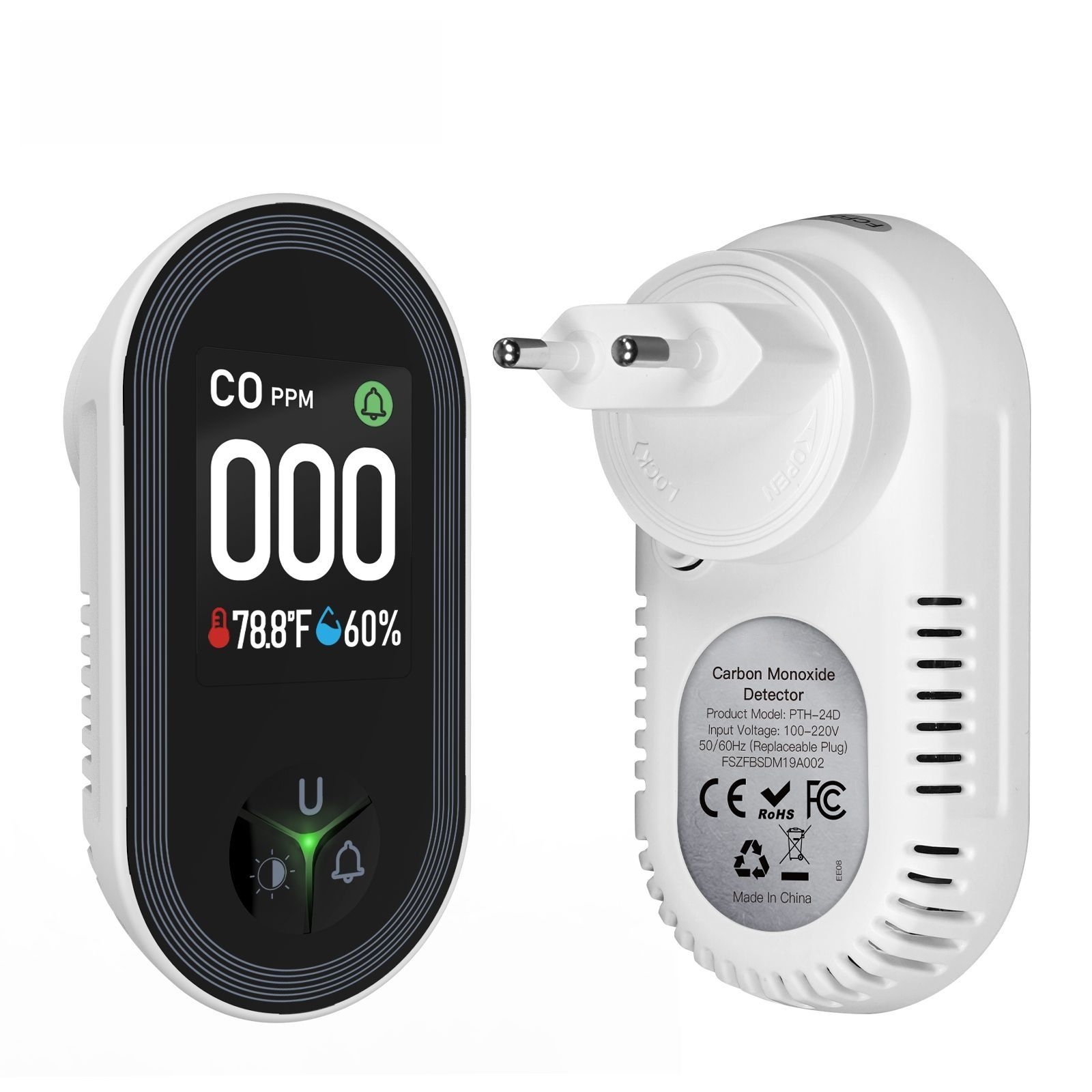 Carbon Monoxide Detector: 3-in - Co Detector Plug ulasan dan harga