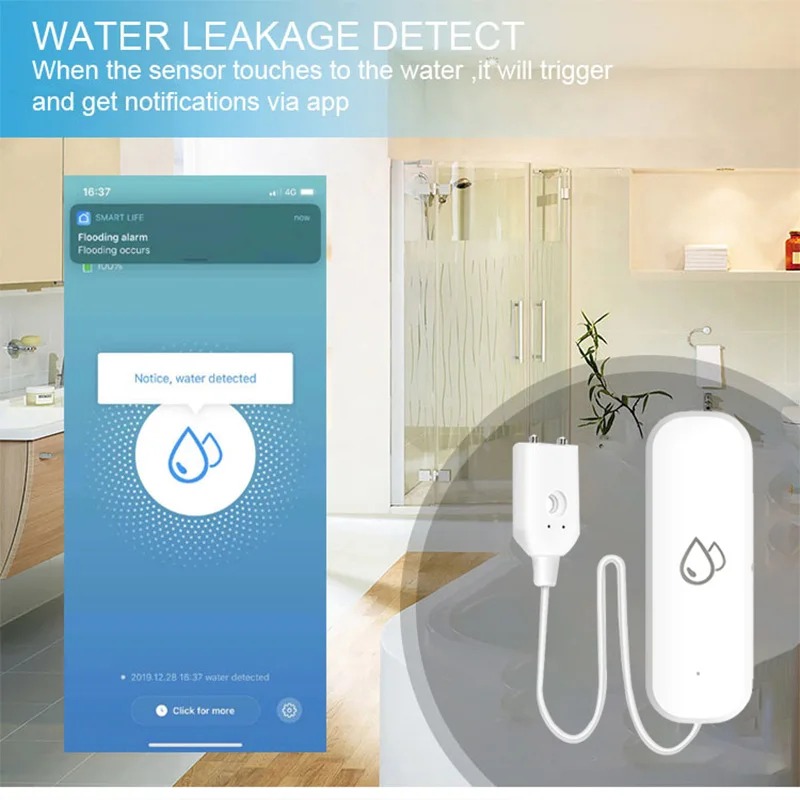 Smart Home Zigbee Water Leak D - Water Alarm Sensor ulasan dan harga